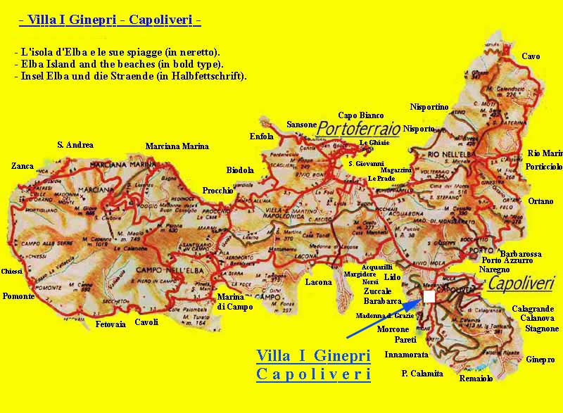 Isla de Elba - Toscana - Italia - Mapa de la isla de elba. Map of Elba Island.